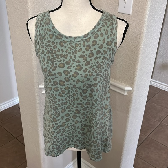 Anthropologie Dolan green leopard print fold over wrap back tank top Size XS - Picture 6 of 17